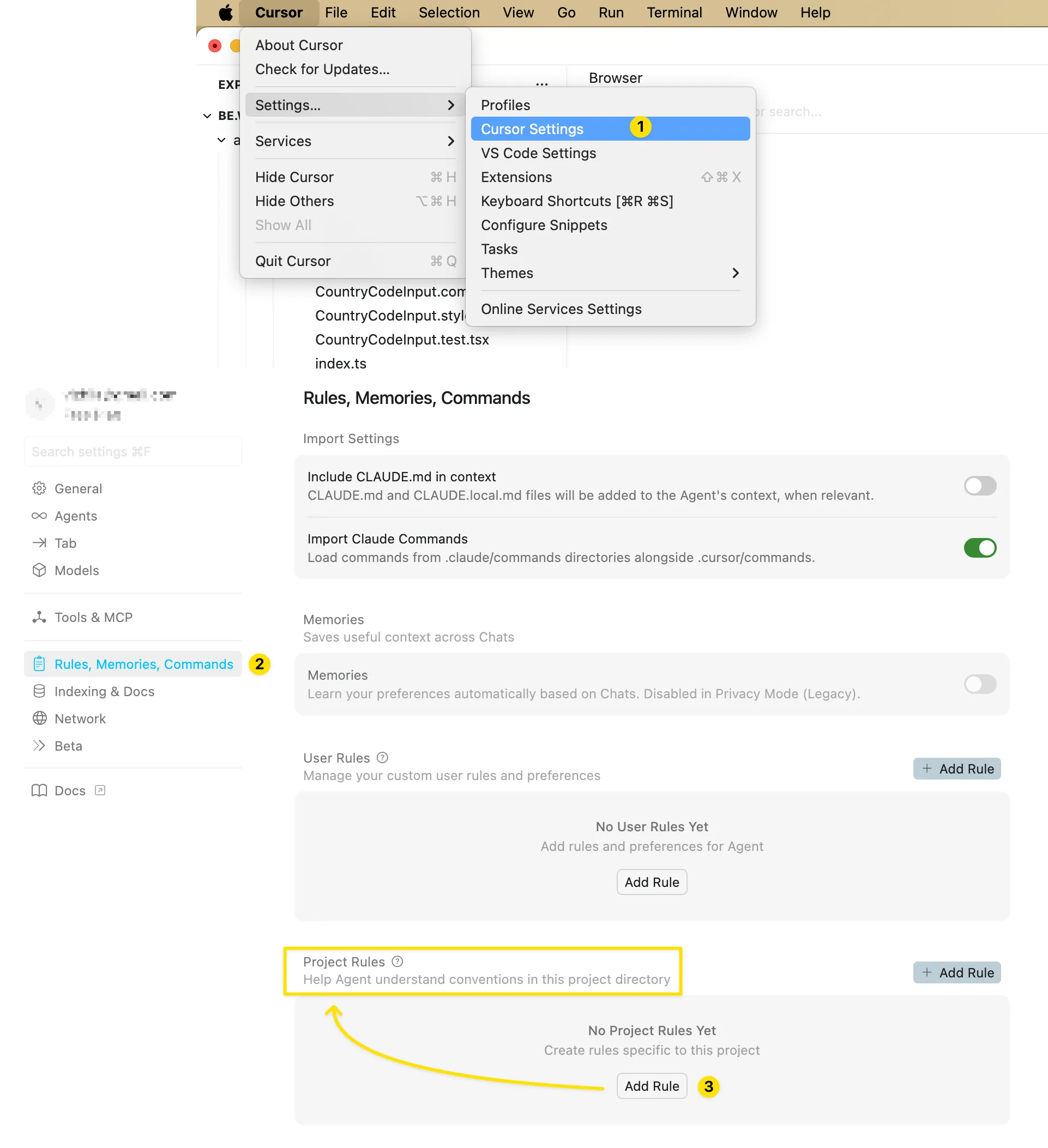 Cursor Settings Rules